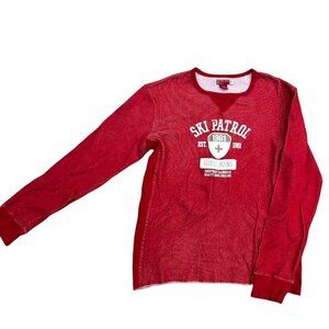 GUESS JEANS Vintage 90s Thermal Shirt Men's L Ski Patrol 1981 Long Sleeve Red‍